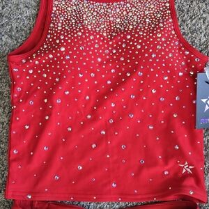 NWT Rebel Athletic Red Crystal Longline Sports Bra Miss America Collection